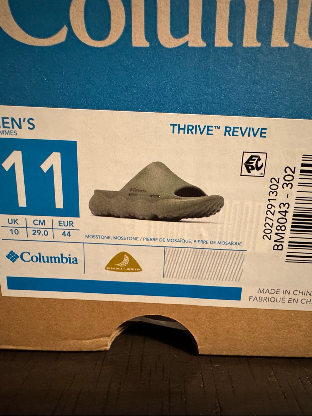 Columbia Thrive Revive Slide Sandal in Mosstone Green.  Brand new, size 11